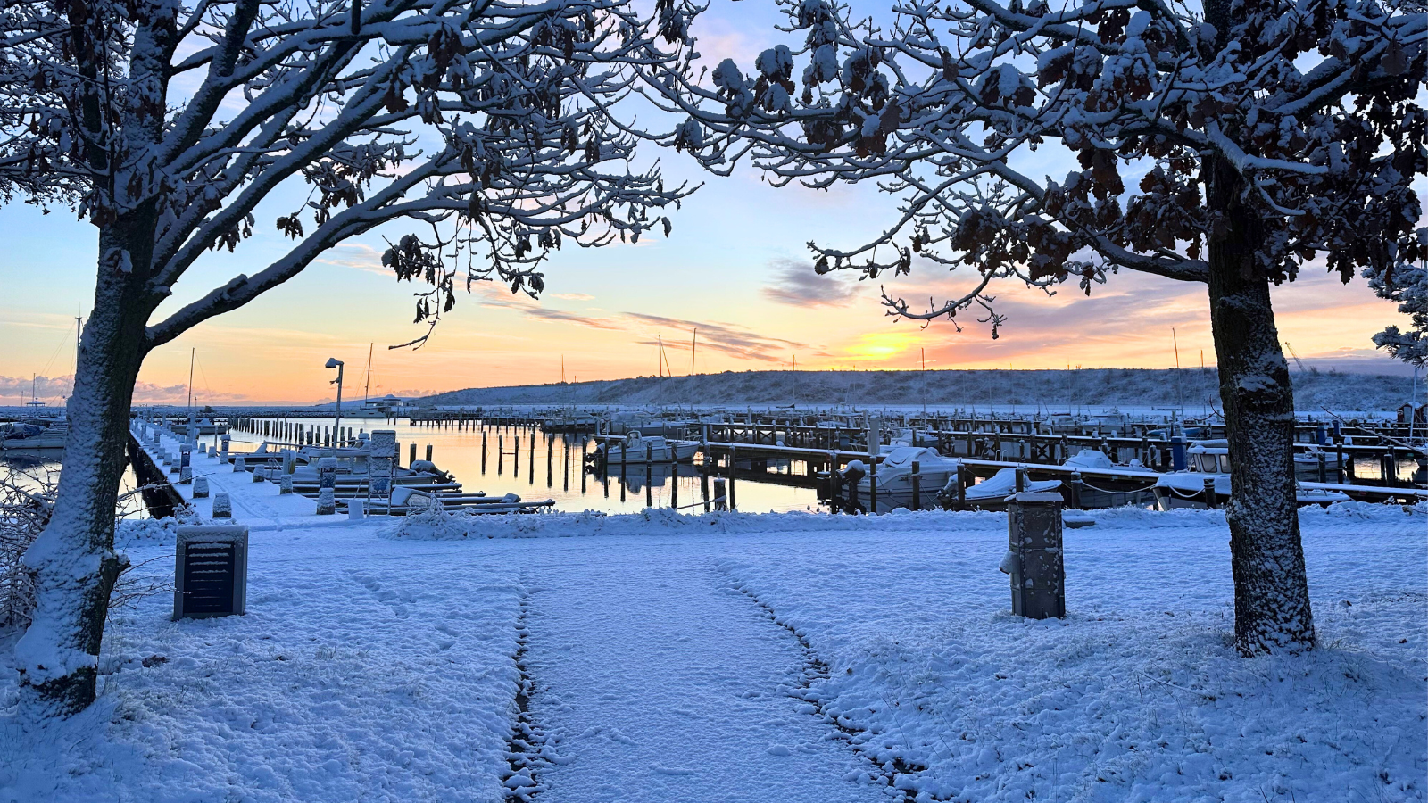 Sne på Køge Marina